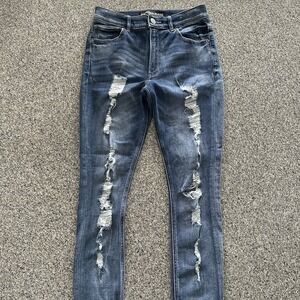 Express Jeans Women's 4 Short High Rise Denim Legging Jegging Stretch Distressed